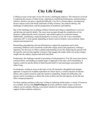 essay 10 advantages of city life|Essays About City Life: 5 Essay Examples And Prompts.